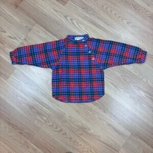 Toddler Boys Vintage Oshkosh B’Gosh 3T 90s Plaid Shirt Red Blue Purple Collared